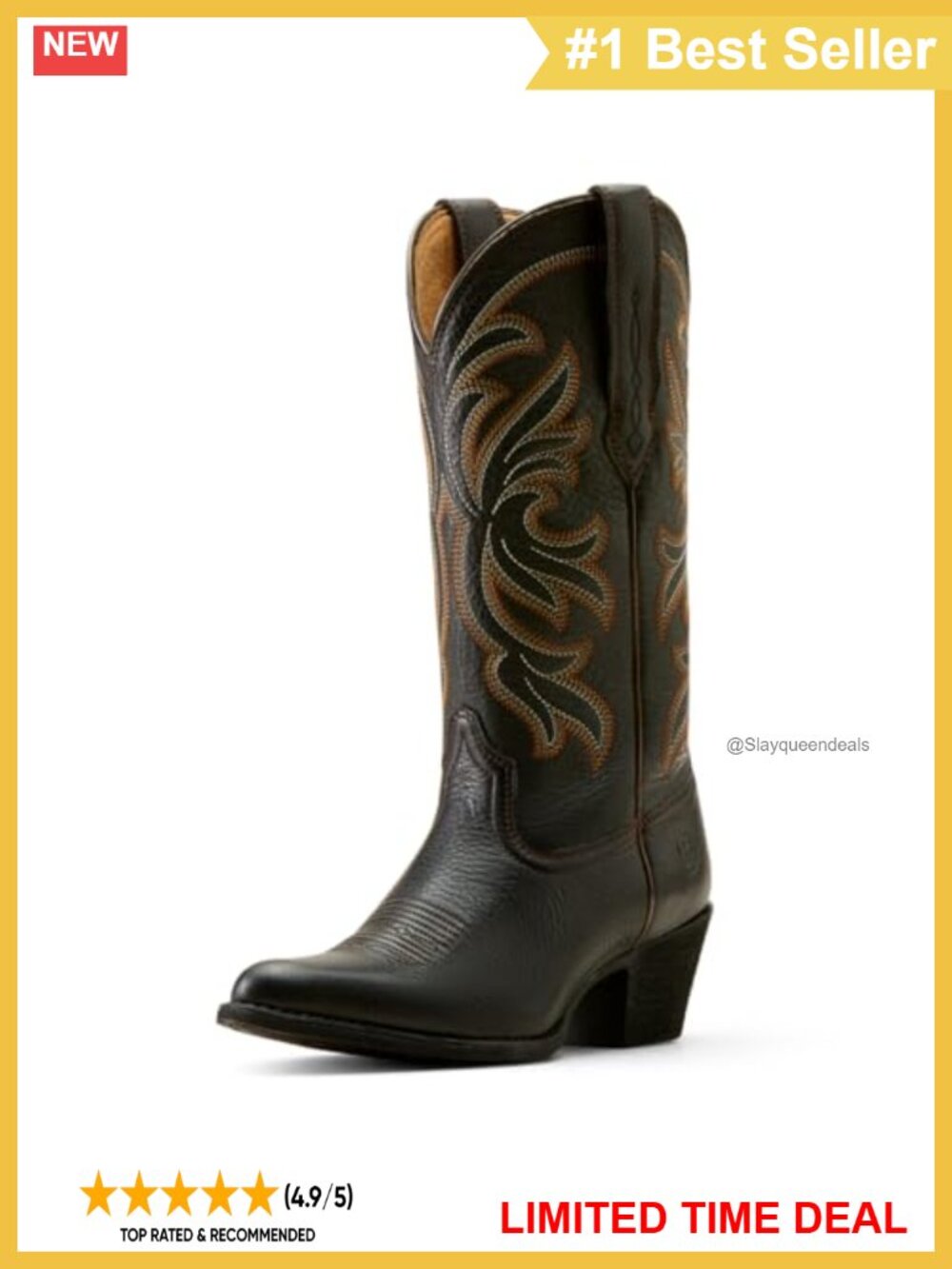 ARIAT Heritage StretchFit Western Boots Faux Leather Calf High Square Toe